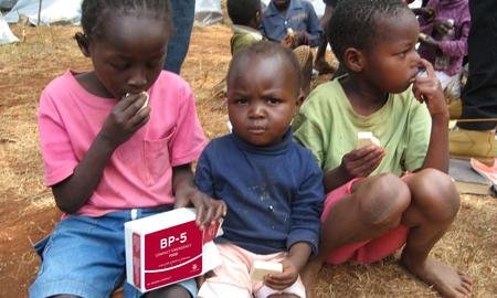 Children consuming BP-5™ in Kenya